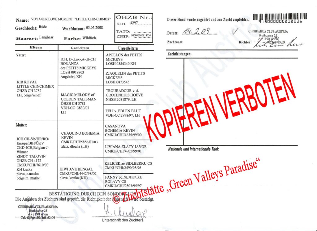 Lover Urkunde schutz